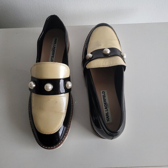 Karl Lagerfeld Dakota Platform  Loafers moccasins Shoes With Pearls 8M - Picture 3 of 7